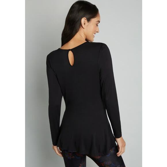 Modcloth Full Of Purpose Peplum Top Long Sleeve Black Women's Size Small Casual - Picture 10 of 10